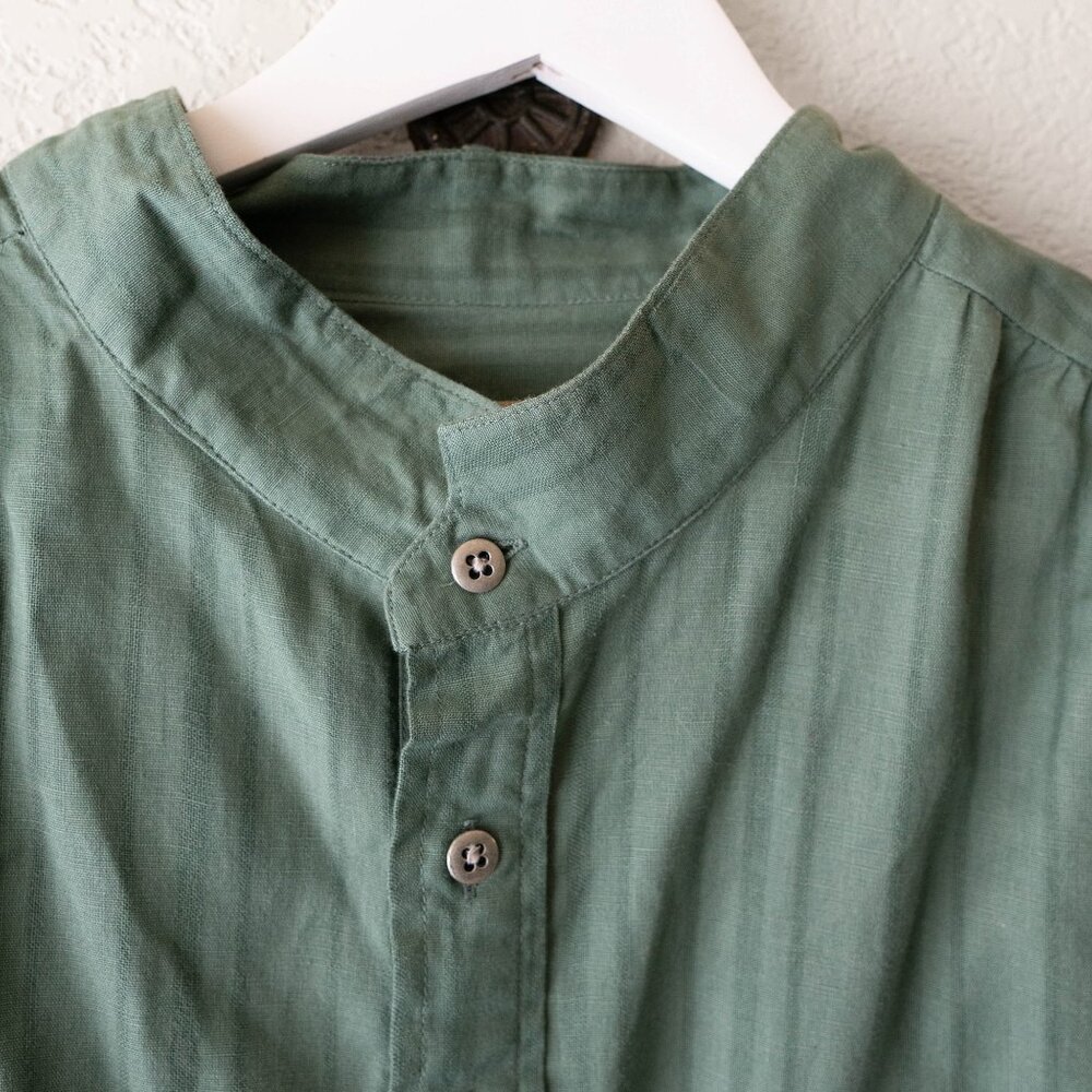 Scully Mens XXL Green Western Henley Button Shirt 100% Cotton Long Sleeve - Picture 4 of 9
